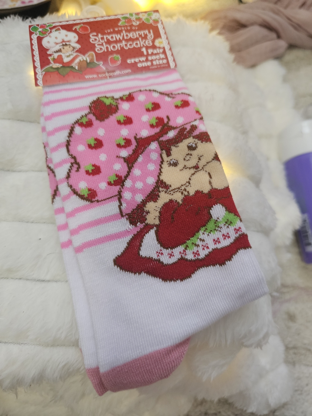 Strawberry Shortcake Pink Character Crew Socks